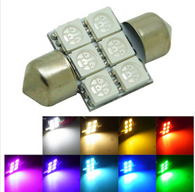 ȭƮ DC 12V  31mm 6 5050  Ÿ    ڵ Ʈ LED Ϲ (10PCS / Ʈ)/10pcs White/Warm White/Green/Blue/Red/Ice Blue/Yellow/Purple/Pink  DC 12V L